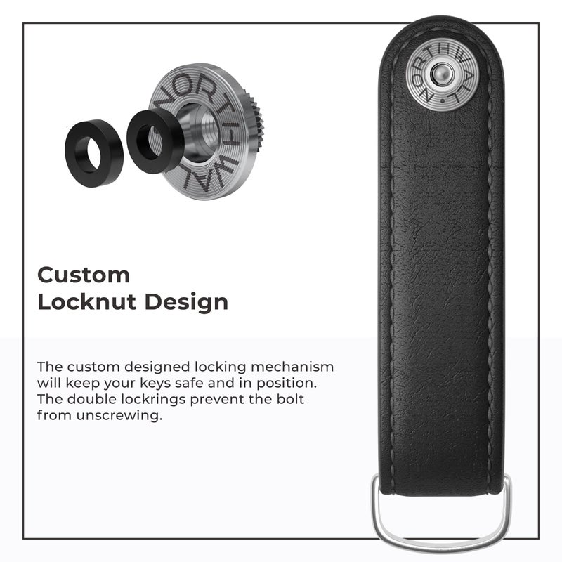 Northwall Leather Key Organizer â€“ Minimalist Pocket Key Holder for Men and Women â€“ Holds Up to 7 Keys with Secure Locking Mechanismâ€“ Durable Vegetable Tanned Leather Keychain Accessory Black - Image 3